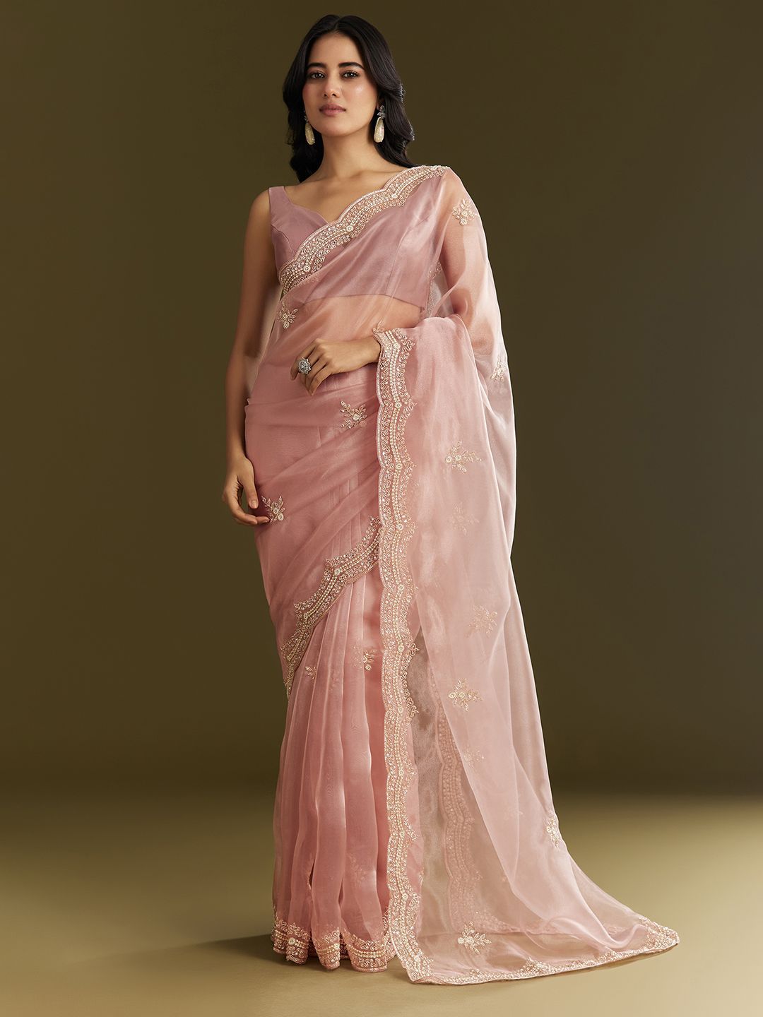 kalki fashion tissue embroidered saree with cutdana sequins and moti kalki fashion tissue embroidered saree with cutdana sequins and moti