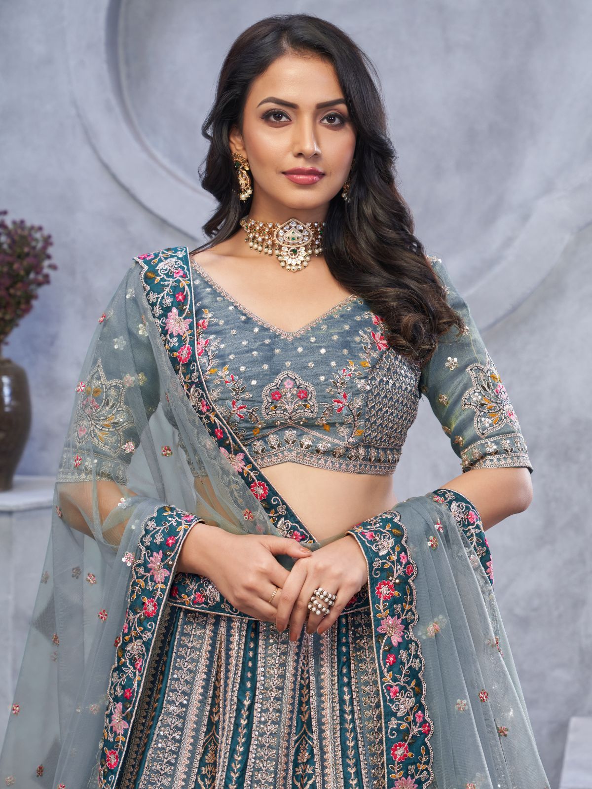 embellished sequinned semi stitched lehenga & unstitched blouse with dupatta embellished sequinned semi stitched lehenga & unstitched blouse with dupatta