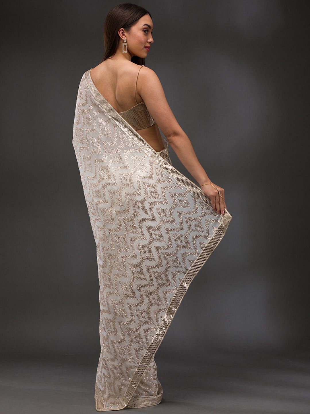 koskii embellished sequinned pure georgette saree koskii embellished sequinned pure georgette saree