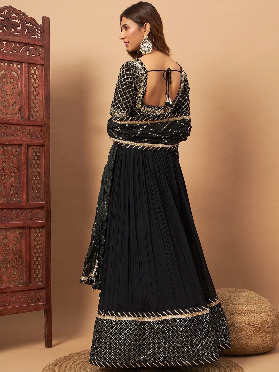 mirror embellished flared lehenga with choli & dupatta mirror embellished flared lehenga with choli & dupatta