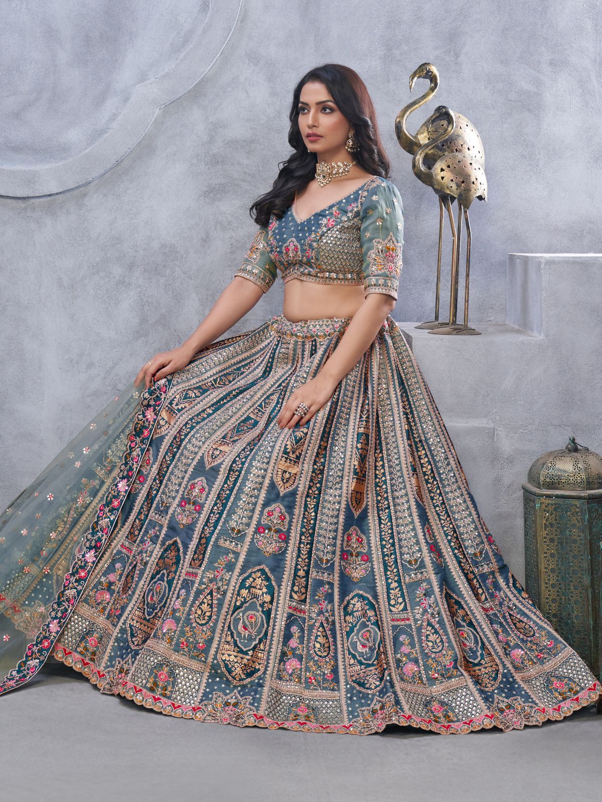 embellished sequinned semi stitched lehenga & unstitched blouse with dupatta embellished sequinned semi stitched lehenga & unstitched blouse with dupatta