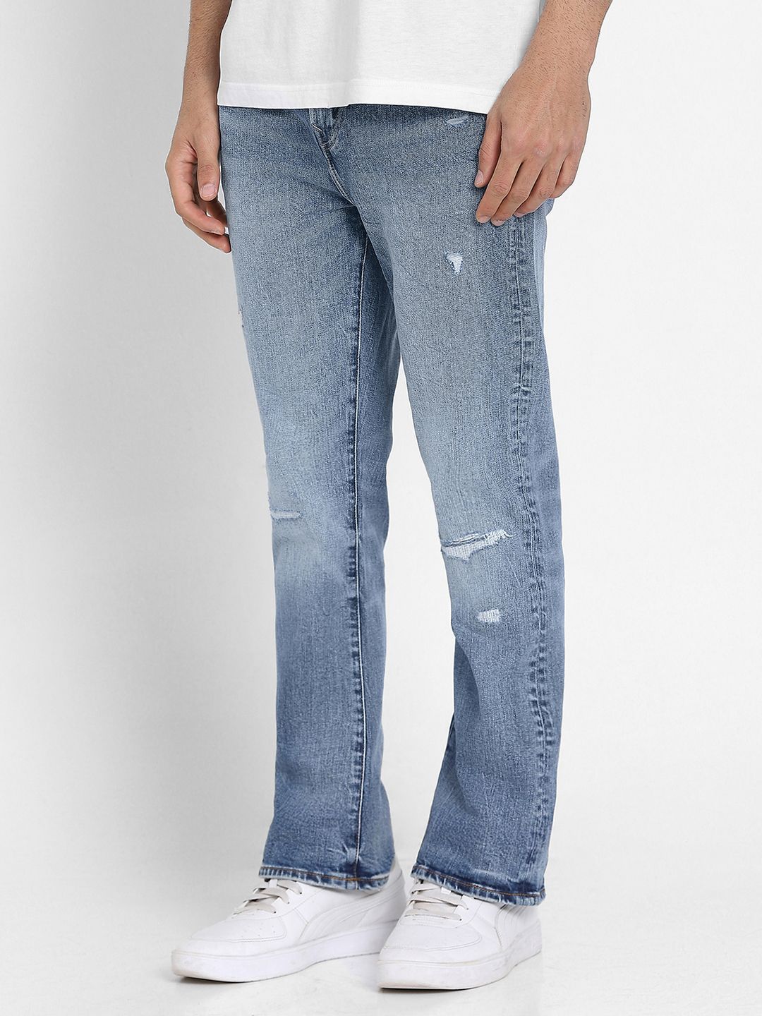 men bootcut low distress light fade jeans men bootcut low distress light fade jeans