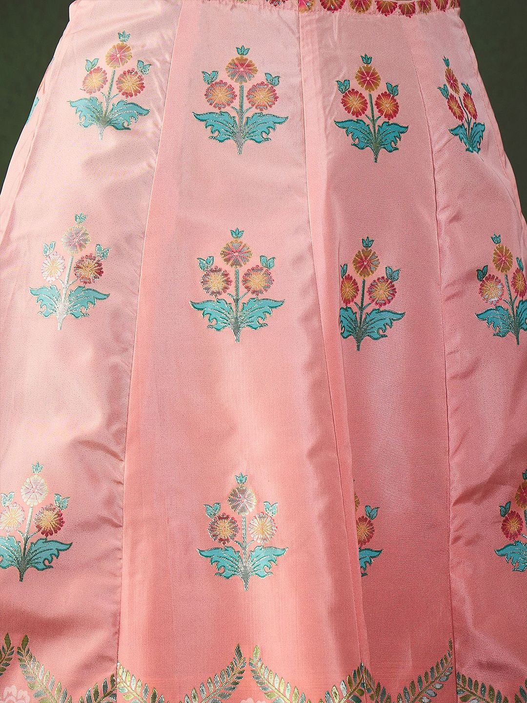 placement printed & woven design jacquard lehenga with choli & dupatta placement printed & woven design jacquard lehenga with choli & dupatta